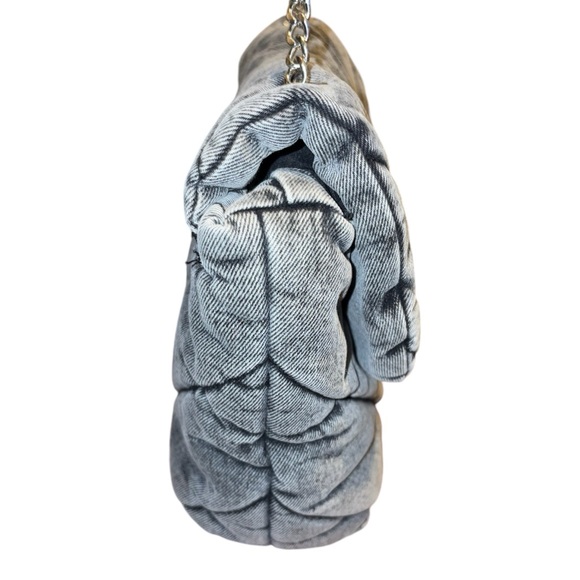 Zara Gray Acid Wash Quilted Denim Puffer Shoulder Bag with Chain Strap EUC - Picture 8 of 15